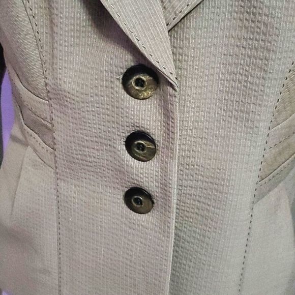 Classiques Entier Dark Taupe Long Sleeve Textured Virgin Wool Blend Suit Jacket - Picture 3 of 12